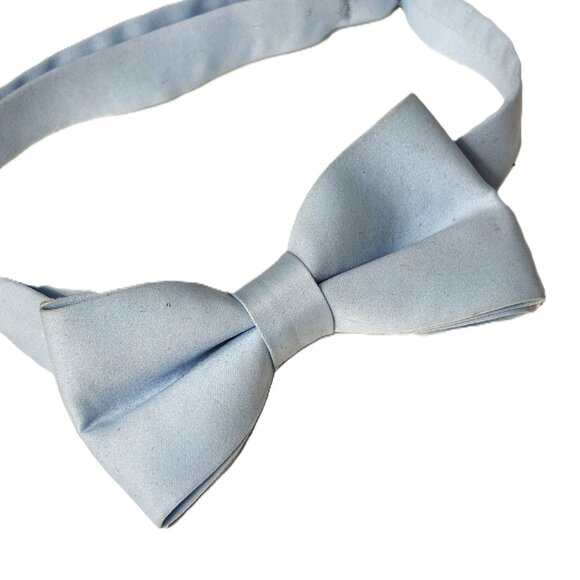 After Six Powder Blue Bow Tie Satin Finish Soft Pastel Blue VTG 80’s - Picture 3 of 6